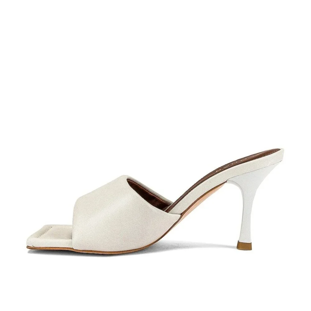 Alohas Puffy Mules in Grey/White Leather 38 Womens High Heels